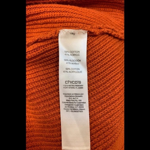 Chico's 3 sz 1X sz 14-16 Beautiful Rust colored Spicy Orange Sweater - Picture 3 of 7